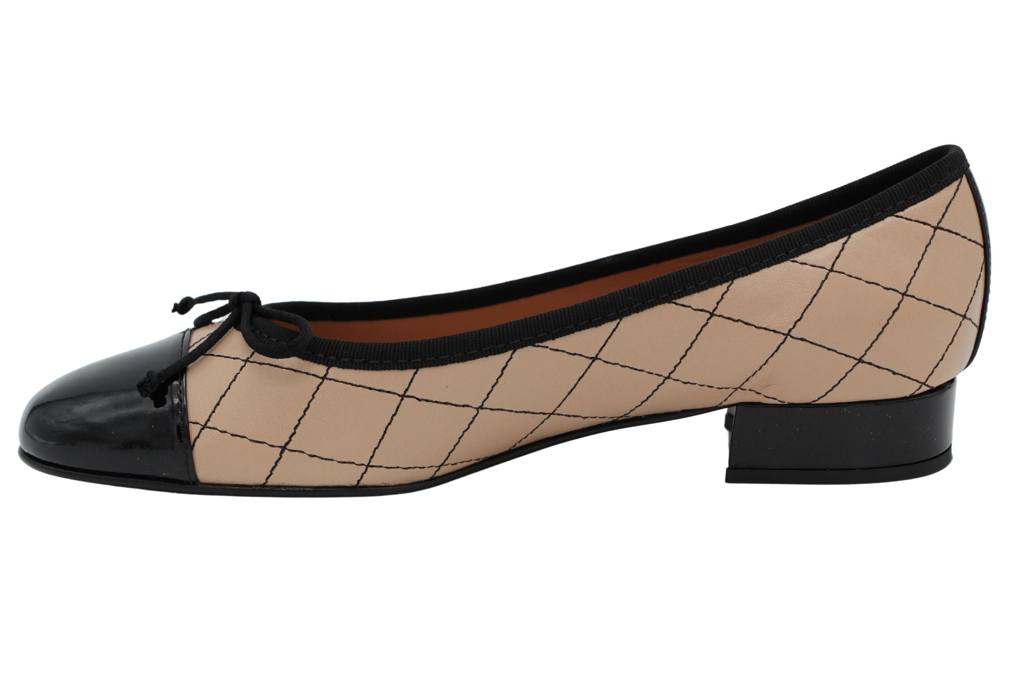 Fabucci Camel and Black Quilted Ballet Flats for Women - Comfortable Loafers for Work, Travel & Casual Outfits