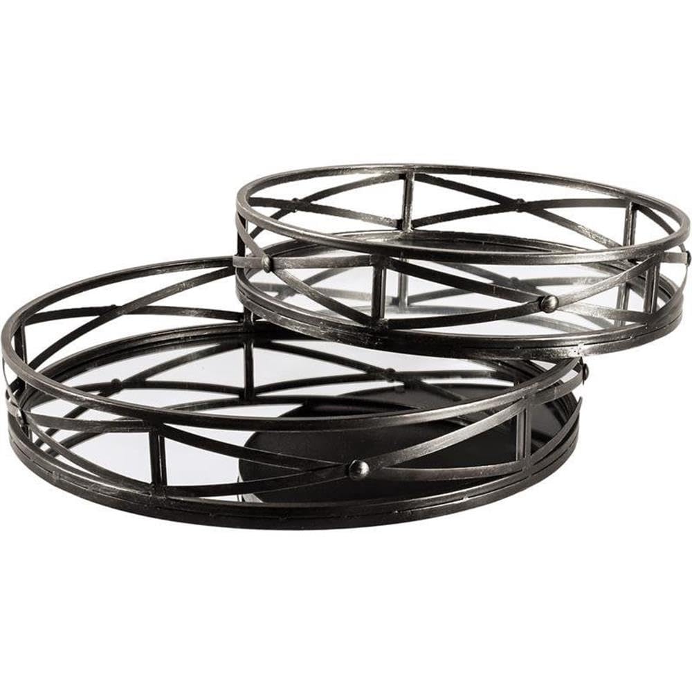 Mercana Piers (Set of 2) Black Wooden Serving Trays - Perfect for Coffee Table Decor, Living Room Organization & Dining Room Entertaining