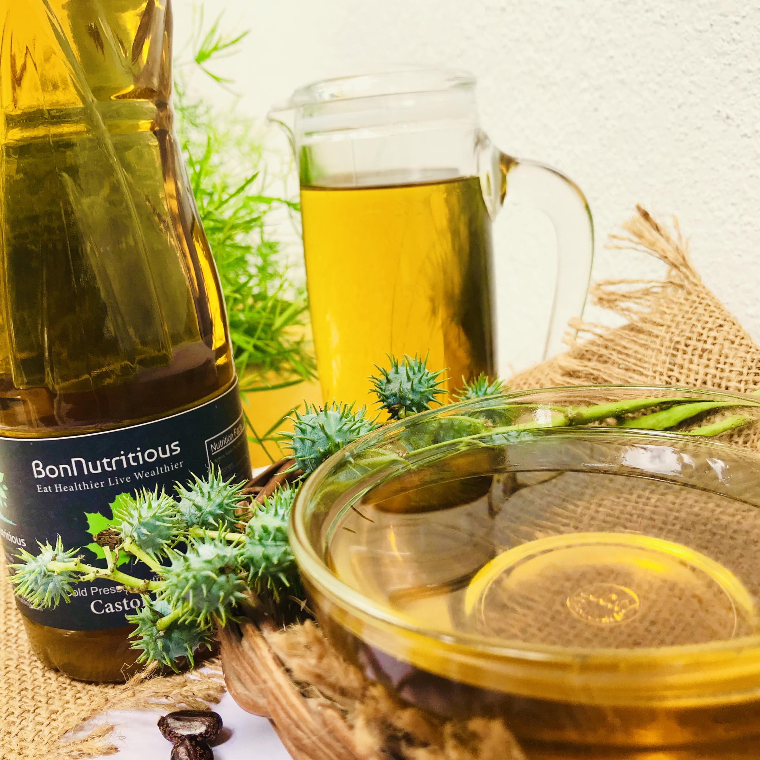 Bonnutritious Cold-Pressed Extra Virgin Castor Oil for Hair Growth & Skin Care - 100% Pure Natural Vilakennai Oil - 500mL - Perfect for DIY Beauty Treatments, Eyelash Growth & Massage Therapy