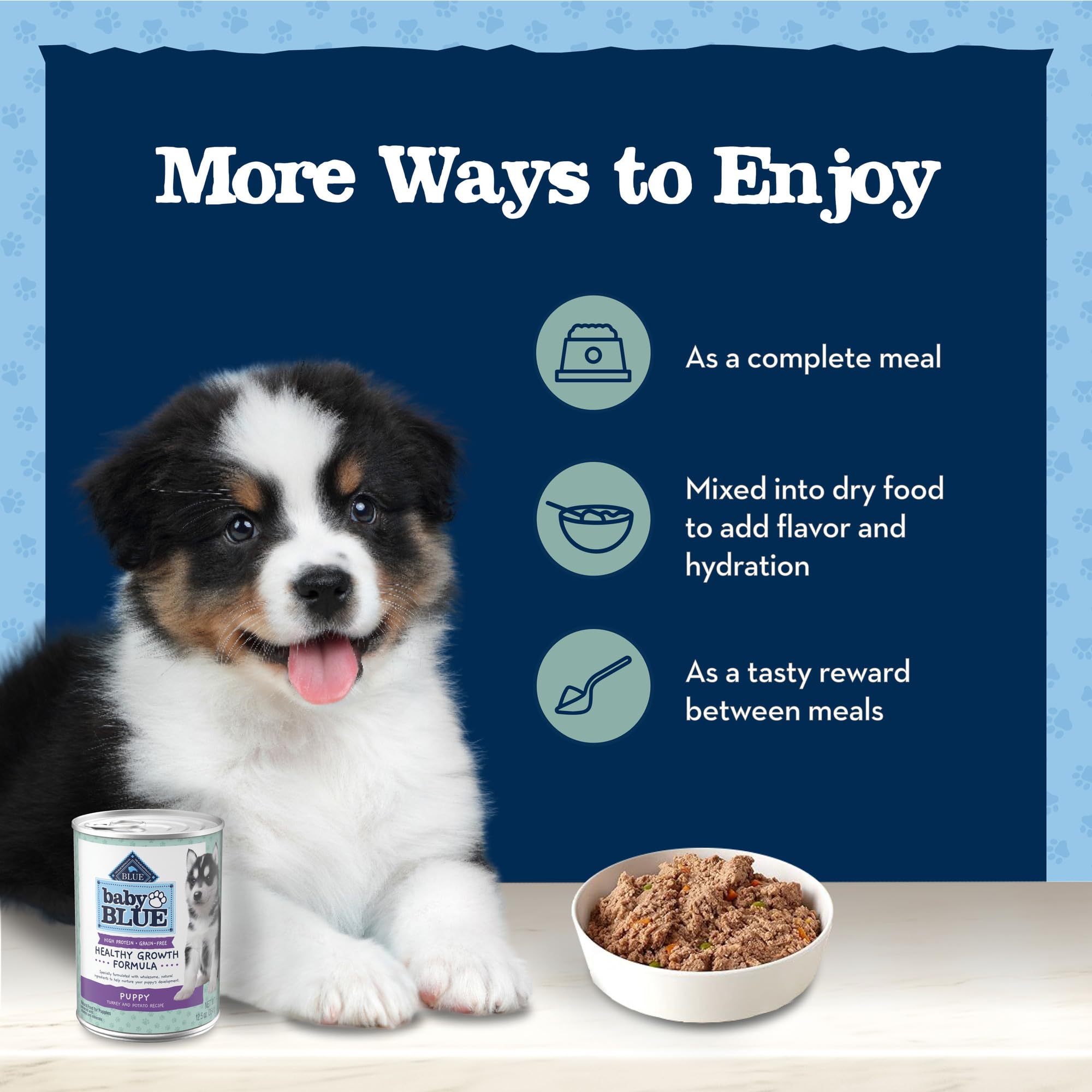 Blue Buffalo Baby BLUE Natural Wet Puppy Food - Healthy Growth Formula with DHA, Turkey & Vegetable Recipe, 12.5-oz Cans (Pack of 12) | High Protein Puppy Food for Small & Large Breed Dogs | Perfect for Weaning, Training & Daily Meals