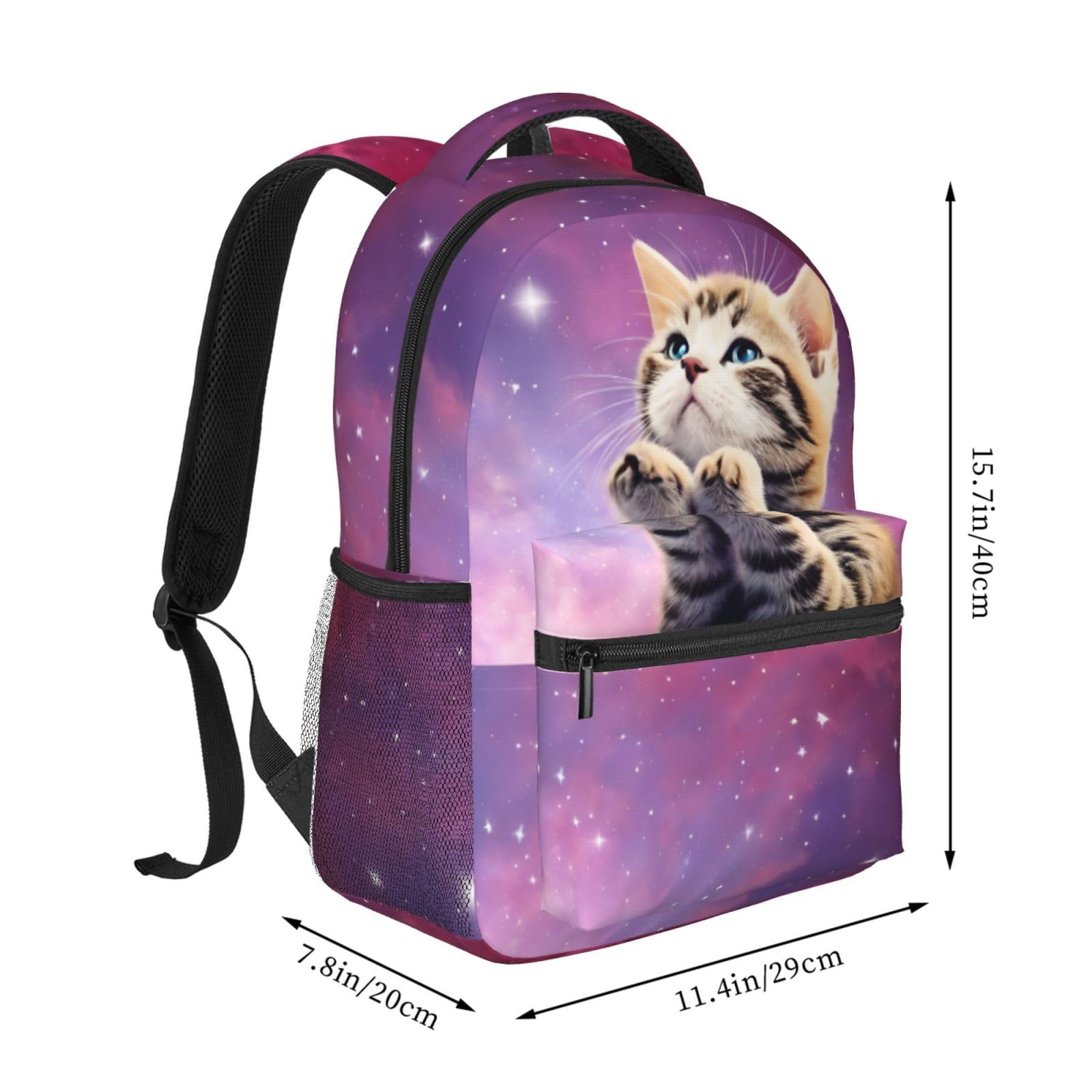 Dujiea 17 Inch Cute 3D Cat Galaxy Kitty Laptop Backpack - Waterproof School Bookbag for Women & Teens, Travel Shoulder Bag with Chest Strap - Perfect for College, Work, Commuting & Daily Use