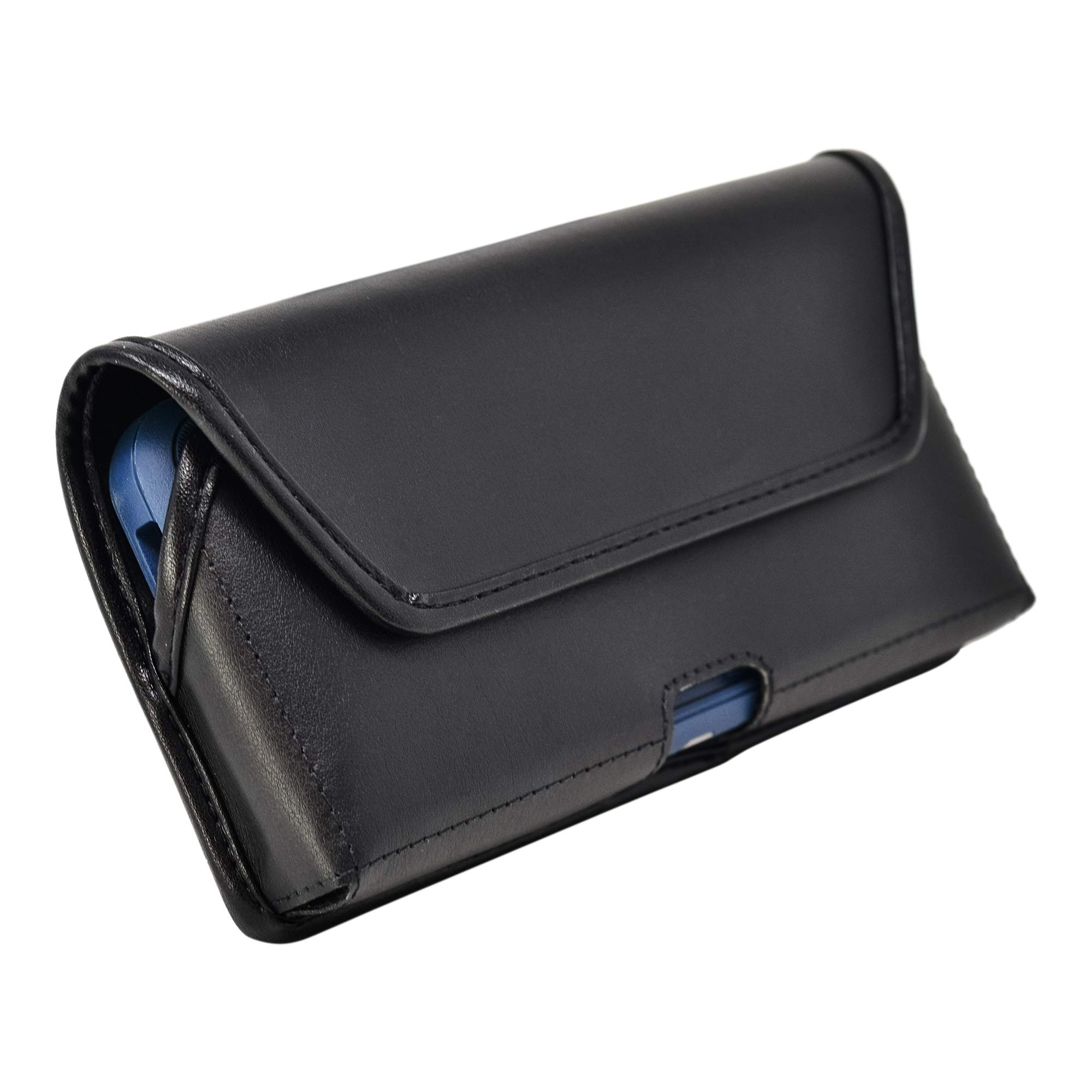 Premium Leather Horizontal Belt Pouch for Samsung Galaxy S24/S23/S22/S21/S20 Ultra - OB Defender & Bulky Case Compatible - Executive Belt Clip - Perfect for Outdoor, Work & Travel