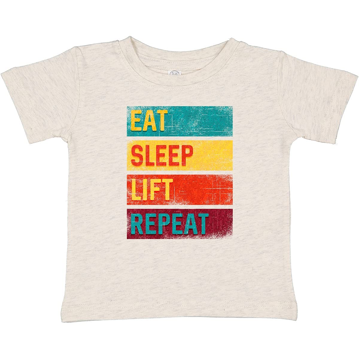 Inktastic Weightlifting Fitness Baby T-Shirt - Eat Sleep Lift Repeat Motto - Gym Workout & Casual Wear for Active Lifestyles