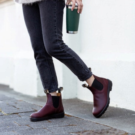 Premium Blundstone 2130 Auburn Leather Chelsea Boots for Men & Women - Comfortable Slip-On Ankle Boots for Work, Outdoor & Casual Wear