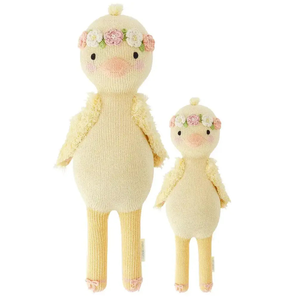 Cuddle + Kind Flora the Duckling Handmade Knit Doll - Soft & Huggable Plush Toy for Babies & Kids - Perfect for Cuddling, Gifts, and Nursery Decor