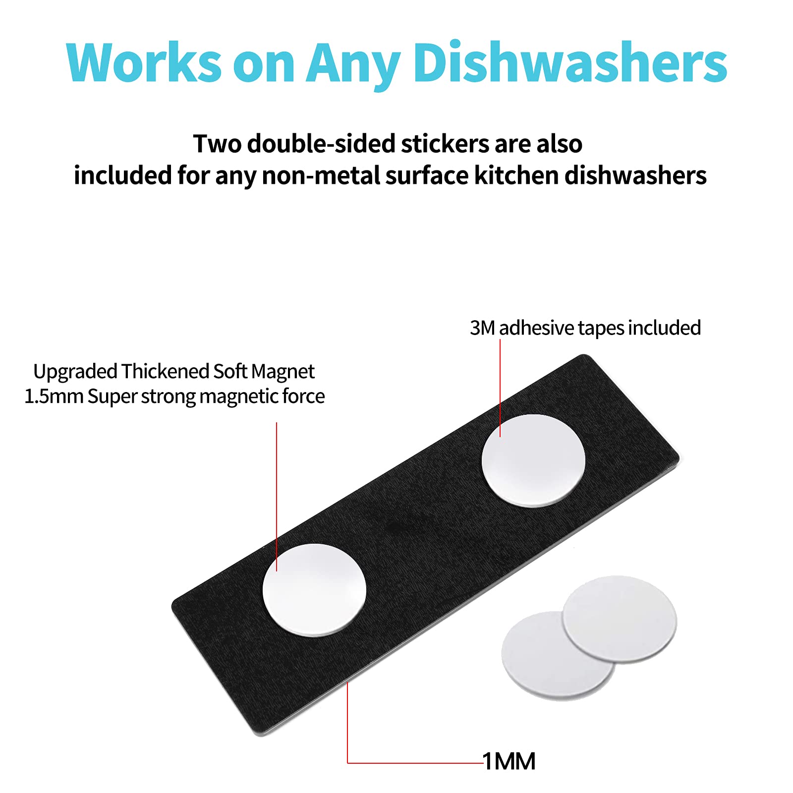 CONMOTO Dishwasher Magnet Clean Dirty Sign - Strong No-Scratch Kitchen Magnets with 2 Double-Sided Stickers for Dishwasher Door - Perfect for Home, Office & RV Use