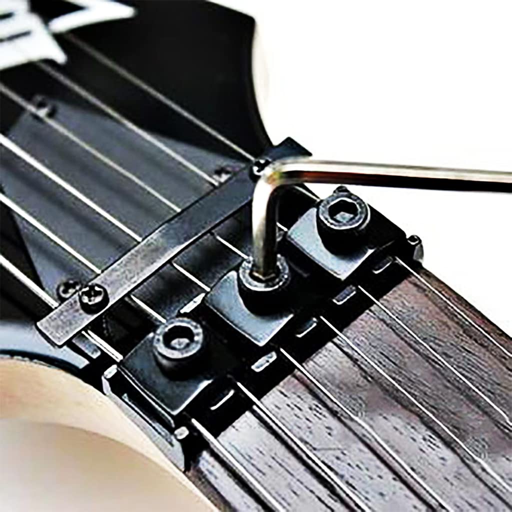 3-Piece Guitar Locking Nut Clamp Set with Screws - Black Metal String Pressure Block for Electric Guitar Tuning Stability - Perfect for Guitar Maintenance, String Changes & Professional Performances