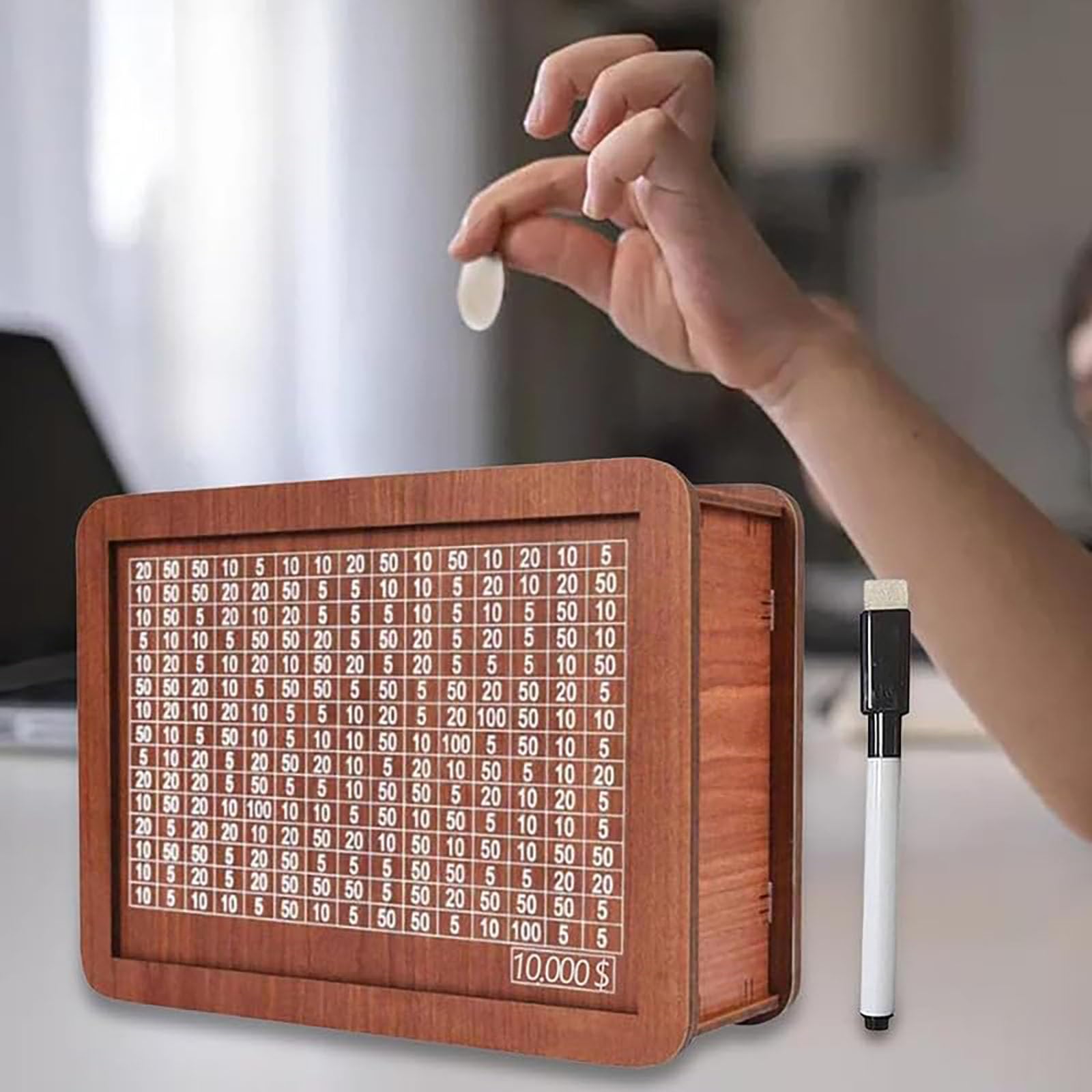 2024 Upgraded Wooden Money Saving Box with Counter - Retro Style Handmade Cash Vault Piggy Bank for Kids & Adults (10,000 Capacity) - Perfect for Home Savings, Birthday Gifts, and Financial Goal Tracking