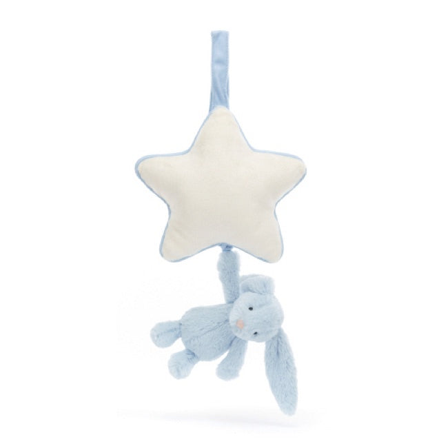 Jellycat Bashful Blue Bunny Stuffed Animal with Music Box - Soft Plush Toy for Babies & Kids, Perfect for Nursery Decor, Baby Shower Gifts & Cuddling