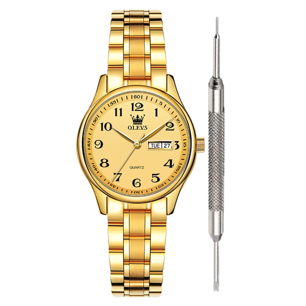 OLEVS Women's Classic Analog Quartz Watch - Stainless Steel Waterproof Roman Numeral Date Wristwatch for Business & Casual Wear | Perfect for Office, Daily Use & Special Occasions