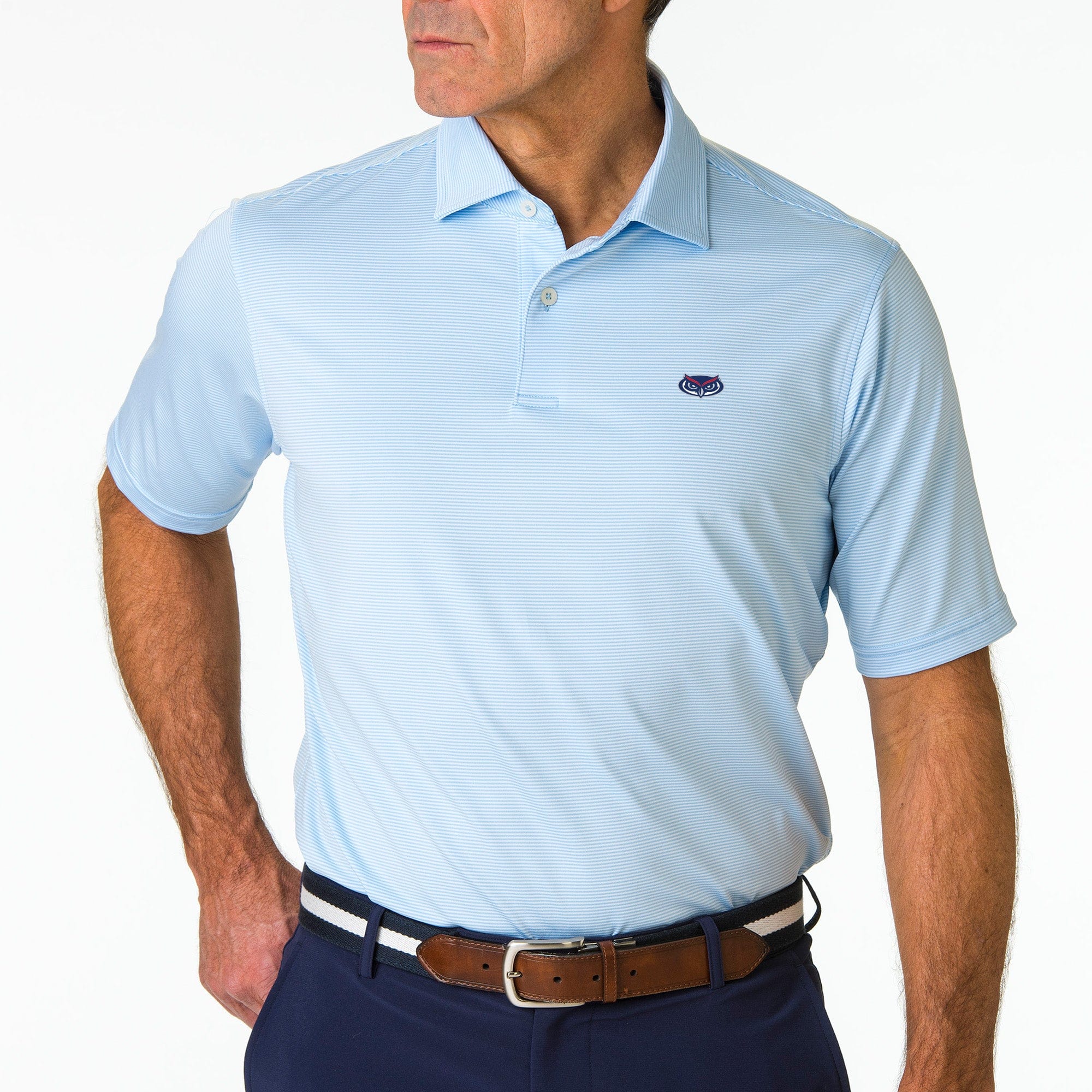 Florida Atlantic University FAU Mini Stripe Jersey Polo Shirt for Men & Women - Comfortable Breathable Cotton College Apparel - Perfect for Game Day, Tailgating & Campus Wear