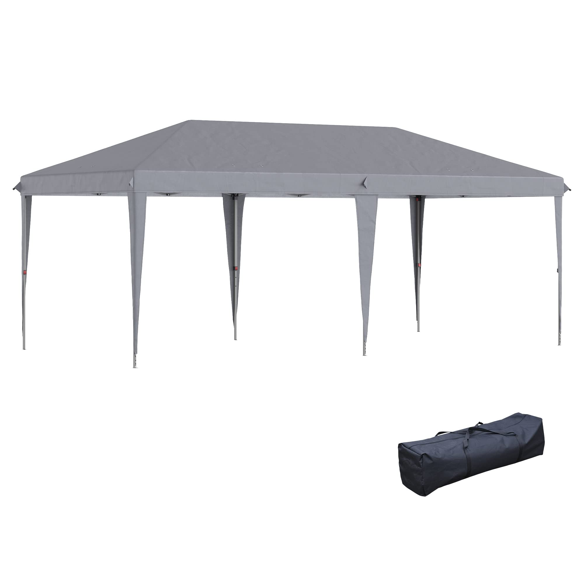 Outsunny 10' x 20' Heavy Duty Pop Up Canopy Tent - Instant Outdoor Gazebo with Carry Bag for Parties, Weddings, Backyard BBQ & Events | Perfect for Sun Shade Shelter, Catering & Outdoor Gatherings | Gray
