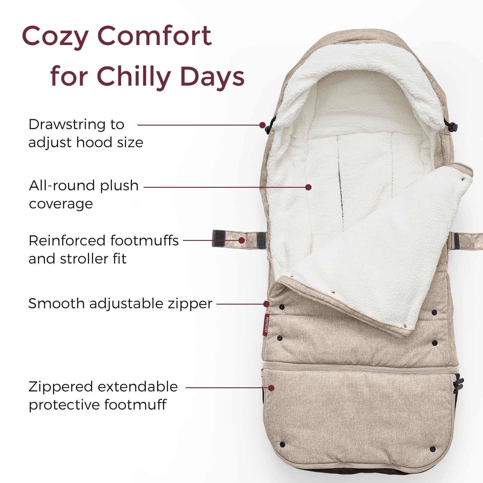 Momcozy Universal Weather-Proof Stroller Footmuff - Warm Extendable Winter Bunting Bag with Adjustable Buckle | Perfect for Cold Weather Strolls, Baby Carrier Protection & Outdoor Adventures