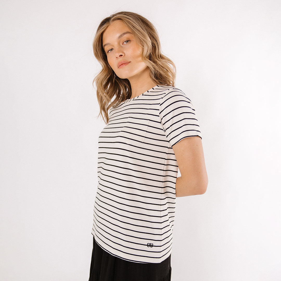Premium Black Venice Stripe Basic Tee for Men & Women | Soft Cotton Crew Neck T-Shirt | Casual Wear, Layering & Everyday Outfits