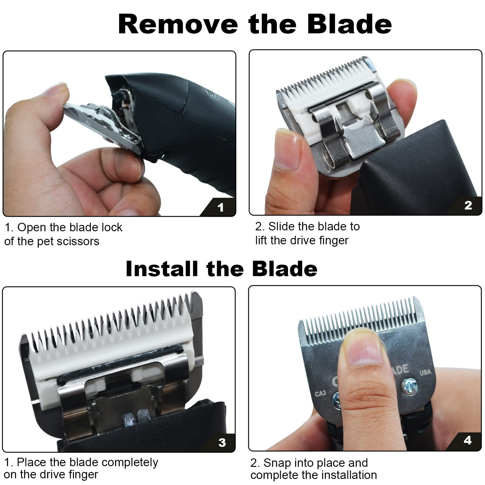 3PCS 40 Blades Dog Grooming Replacement Blades - Compatible with Andis Dog Clippers, Ceramic & Stainless Steel Blades for Professional Pet Grooming at Home or Salon