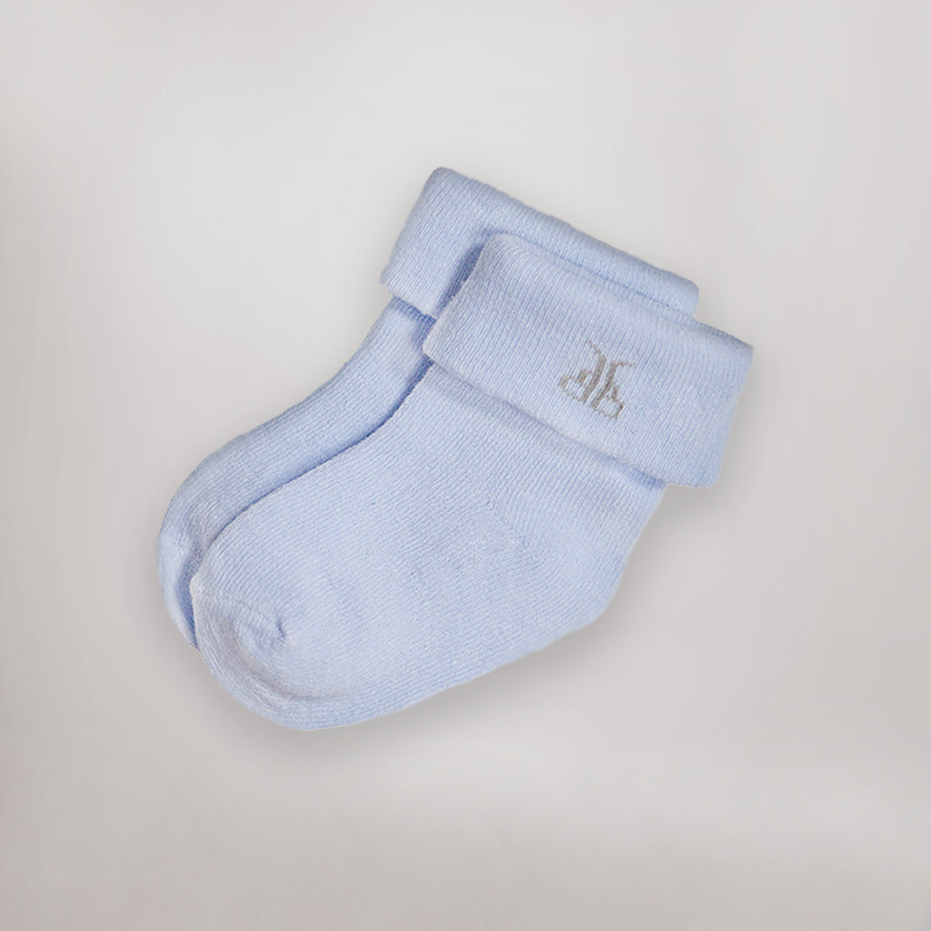 Baby's First Christmas Rosebud Sock Cracker - Blue Holiday Gift for Newborns & Infants - Perfect for Christmas Stockings, Photo Props & Keepsakes