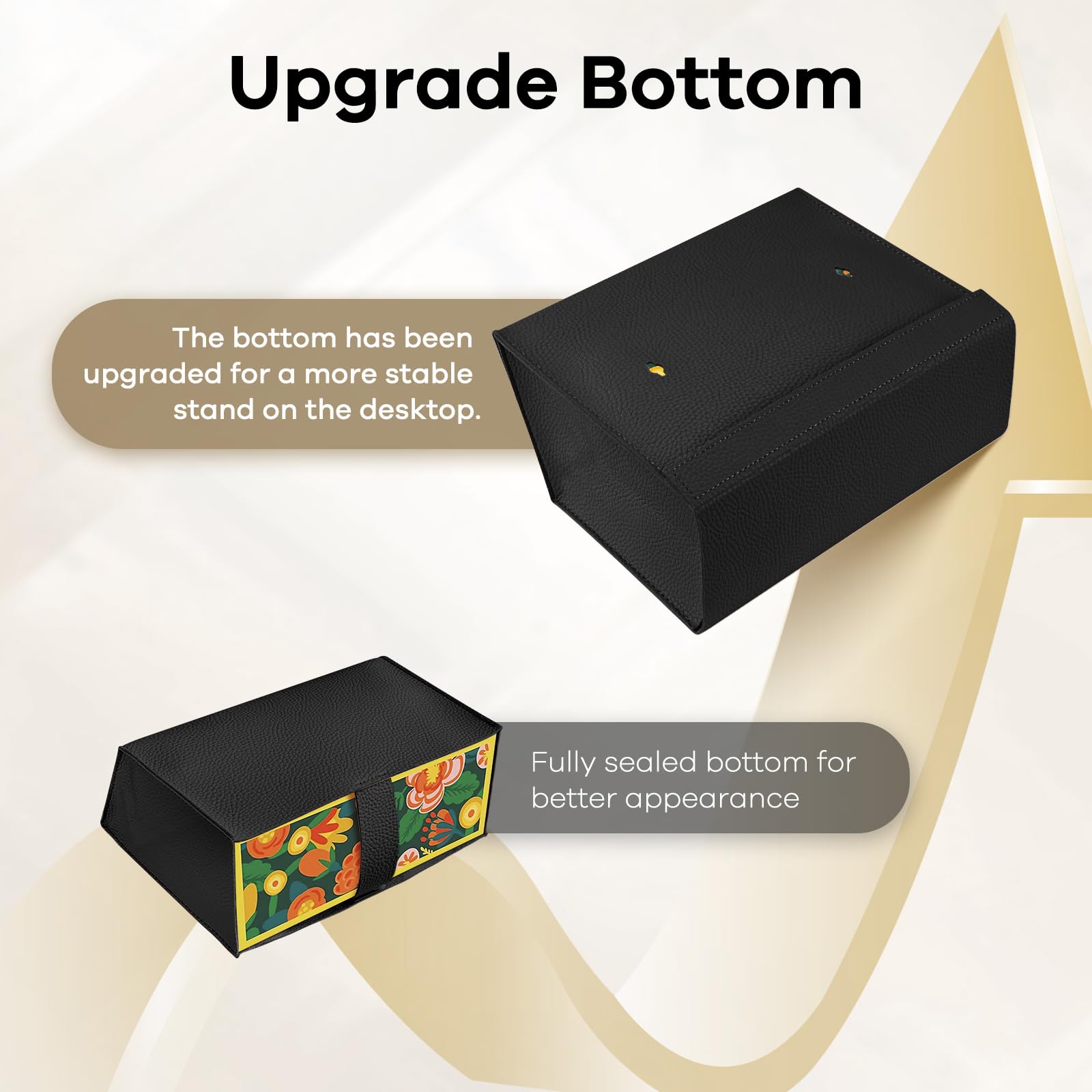 Kleenex Compatible Disposable Hand Towel Box Cover - Leather Tissue Box Holder for Bathroom, Kitchen & Office (Black, 1-Pack) | Stylish & Functional Paper Towel Organizer