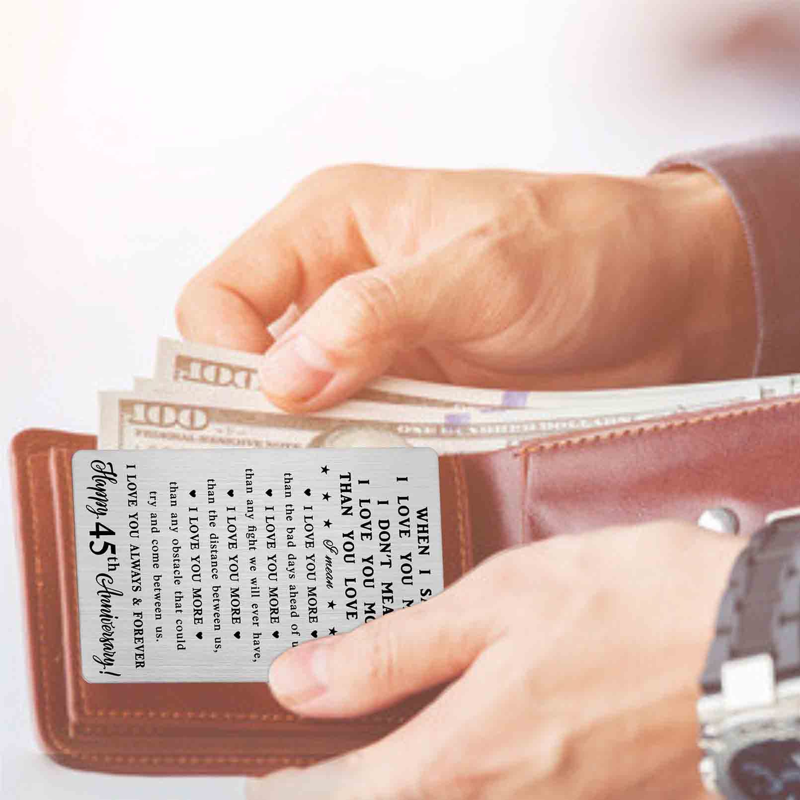 45th Anniversary Card for Men - Romantic Wallet Insert Gift for Husband | 45 Year Wedding Anniversary Keepsake - Perfect for Celebrating Milestone Anniversaries & Special Occasions
