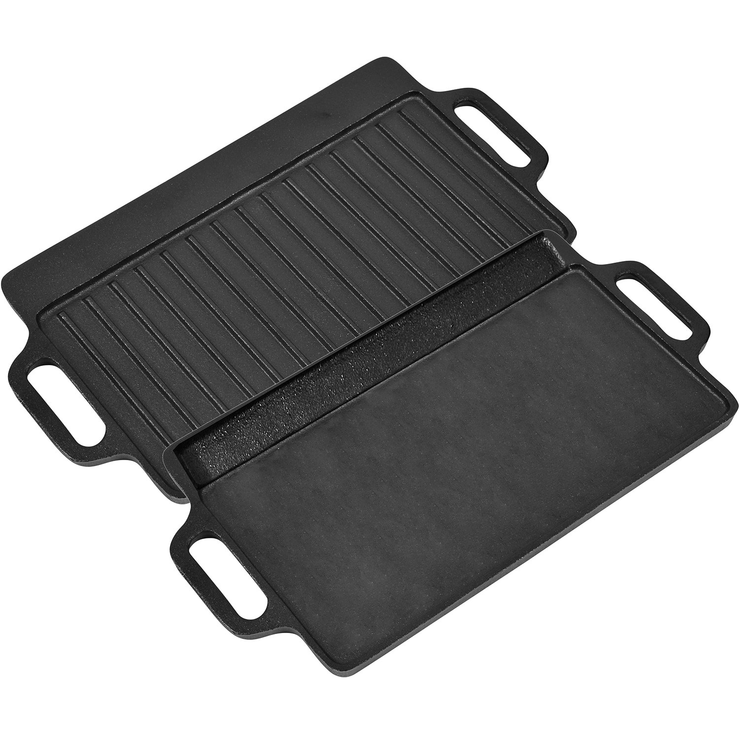 Pre-Seasoned Double-Sided Cast Iron Griddle - 13 x 8 Inch - Classic Reversible Grill Pan for Stovetop, Oven & Camping - Perfect for Pancakes, Steaks & Outdoor Cooking