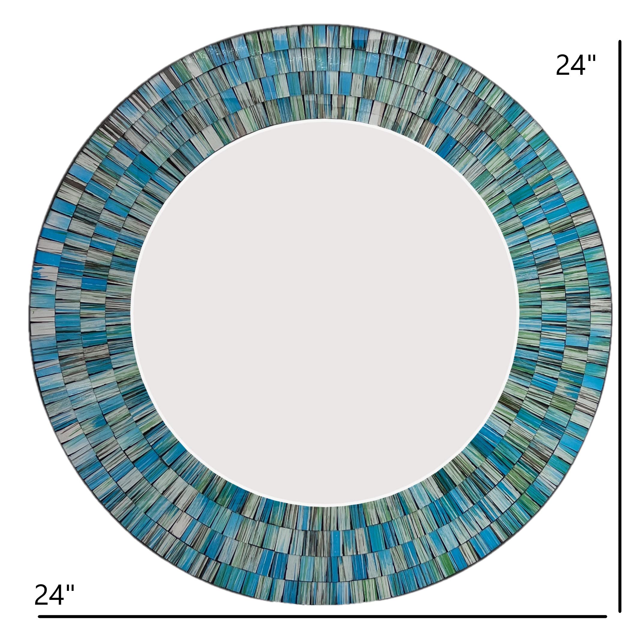 Handcrafted Turquoise Mosaic Wall Mirror - 24