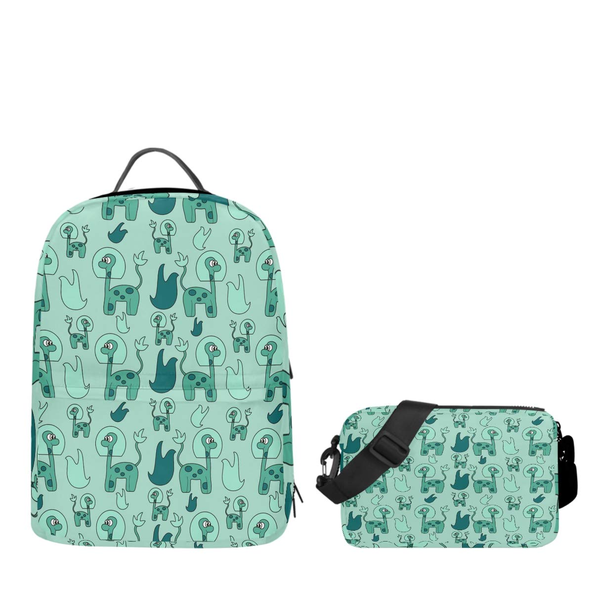 Visesunny Cute Alien Dinosaur Print Detachable Laptop Backpack - Waterproof Lightweight Adjustable Computer Bag for School, Work & Travel - Perfect for Students, Professionals & Commuters (Men & Women)