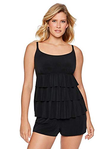 Longitude Women's One Piece Swimsuit - Soft Cup Ruffle Shortini Swim Dress with Adjustable Straps for Beach, Pool & Vacation | Comfortable Bathing Suit for Women