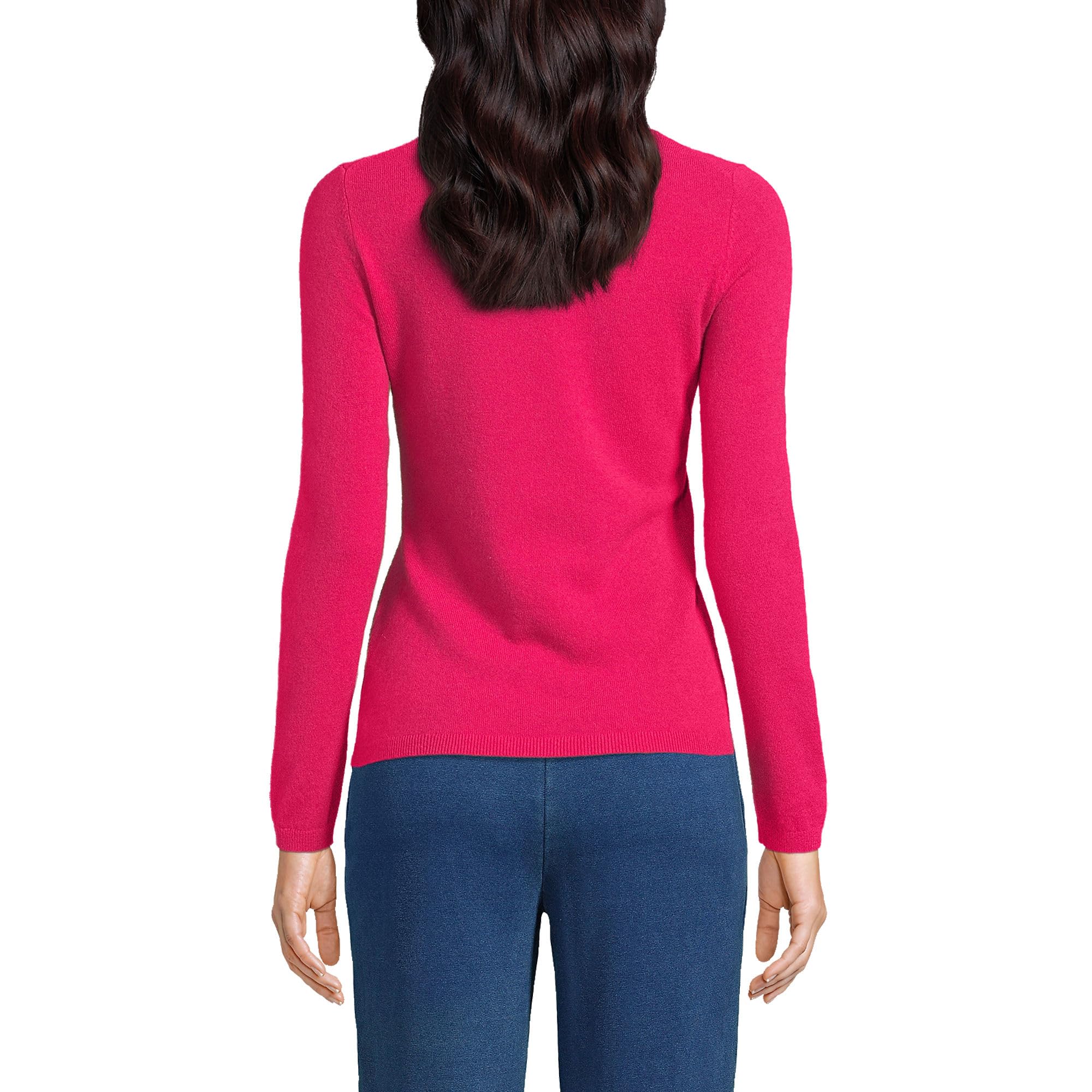 Lands' End Women's Cashmere Sweater - Soft & Warm Hot Pink Pullover, Size Medium (Regular Fit) | Perfect for Winter, Office Wear & Casual Outfits