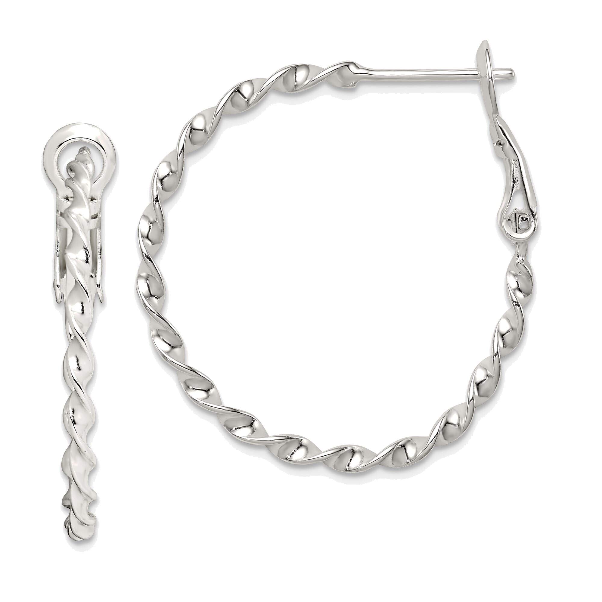 Solid Sterling Silver Twisted Omega Back Hoop Earrings for Women | Durable & Hypoallergenic Jewelry for Everyday Wear, Parties & Gifting