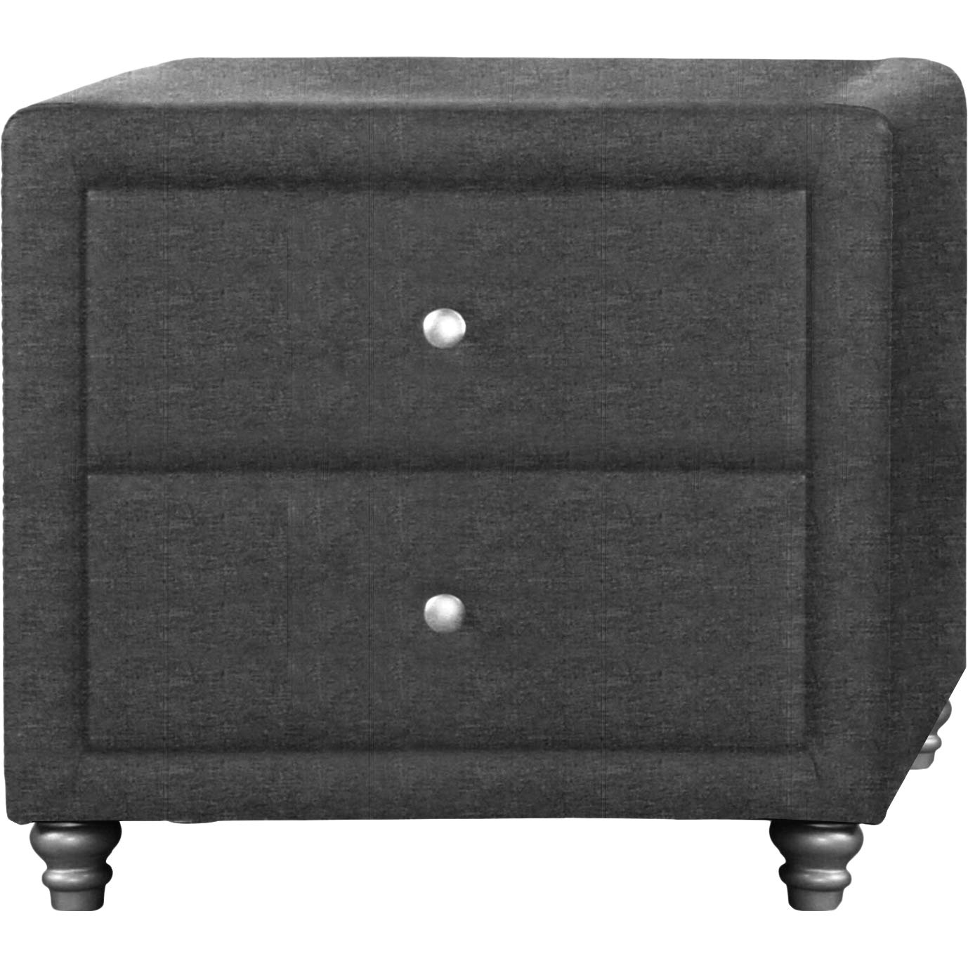 Camden Isle Upholstered 2-Drawer Nightstand in Gray - Modern Bedside Table for Bedroom Storage & Organization