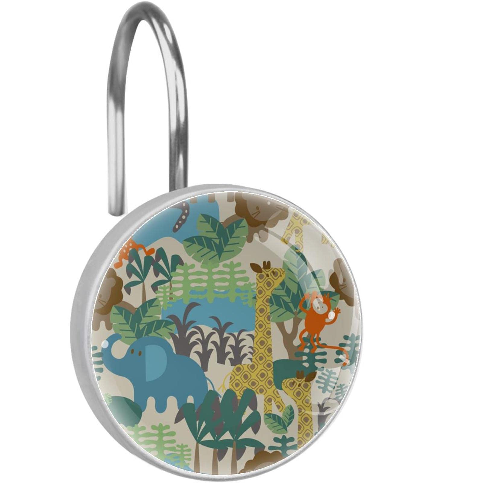 12-Pack Decorative Hooks for Wall - Elephant, Giraffe, Lion & Tree Design - Perfect for Coats, Towels, Shower Curtains & Home Decor