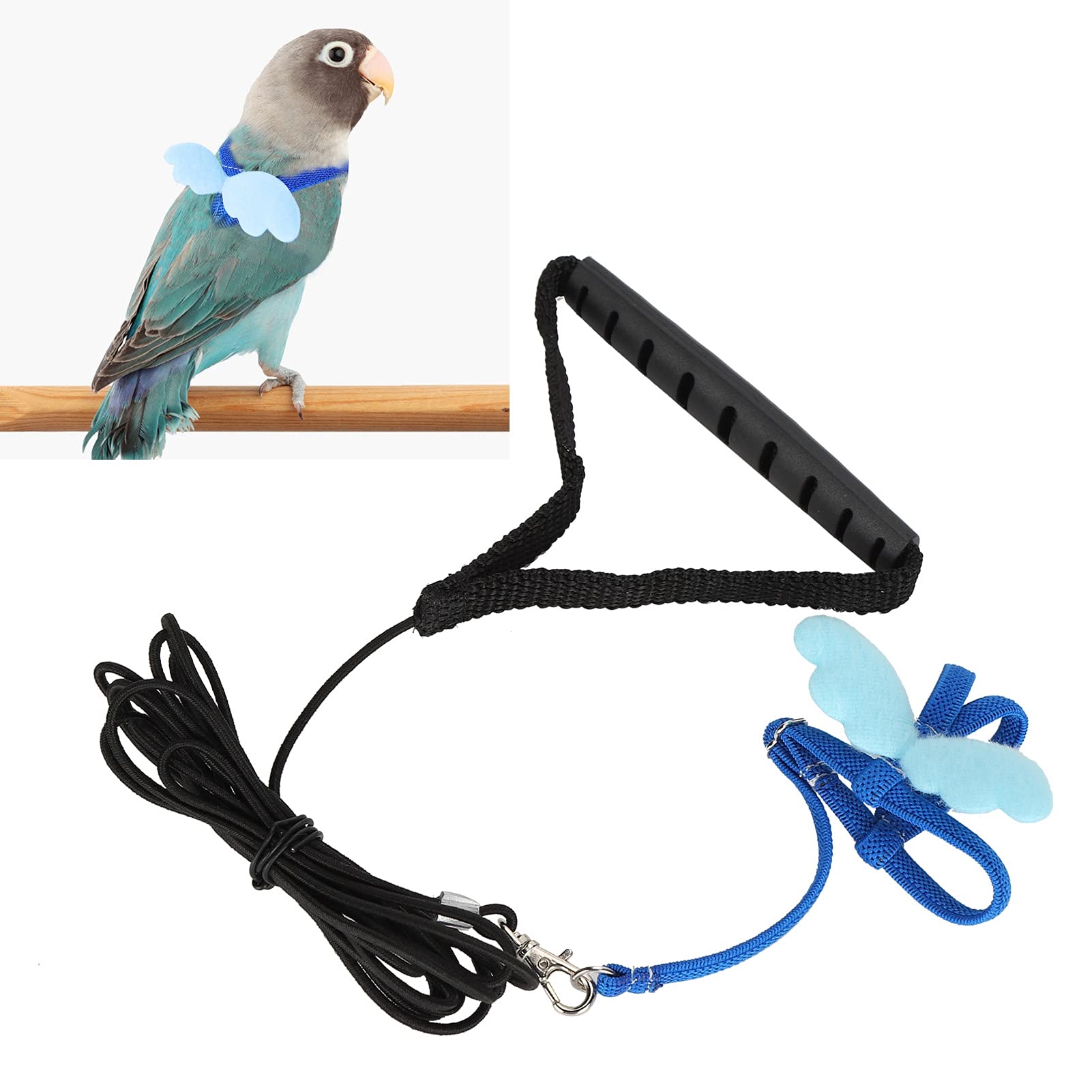 Adjustable Bird Harness for Small Parrots - Cute Pet Bird Leash with Rope Straps - Perfect for Training, Outdoor Walks & Travel (Blue, Size S)