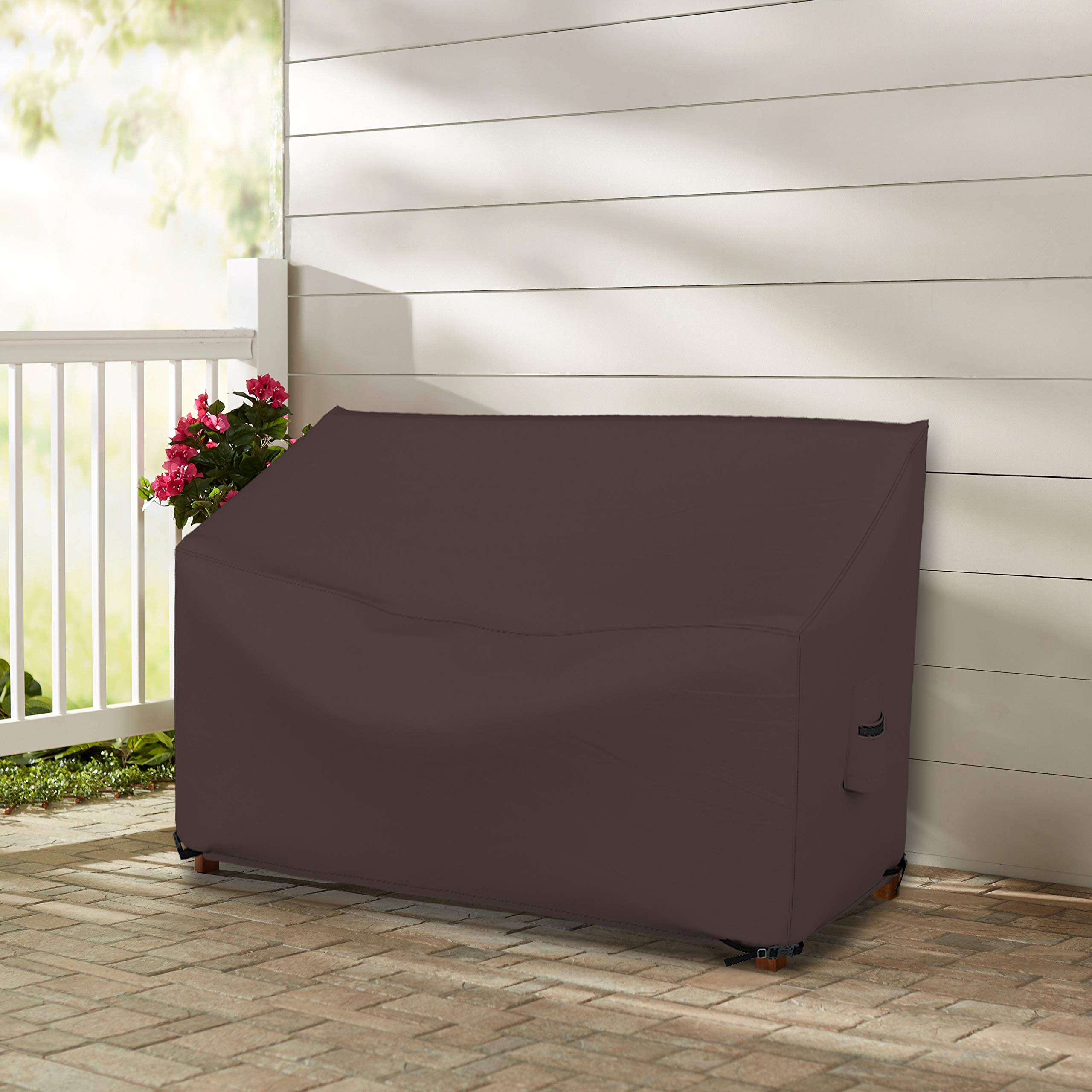Waterproof Patio Bench Cover with Air Vents & Drawstring - 100% UV-Resistant 18 Oz 1000D PVC Coated Outdoor Furniture Protection (60