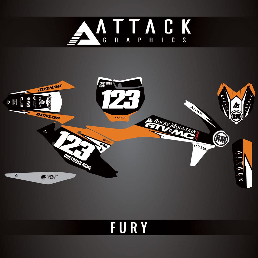 Custom Fury Complete Bike Graphics Kit for KTM 250 SX 2018 - High-Quality Dirt Bike Decals & Stickers for Motocross Racing & Off-Road Adventure