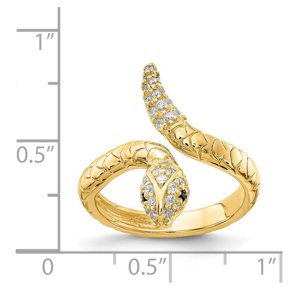 925 Sterling Silver Gold Plated Cubic Zirconia Snake Ring for Women - 19mm Wide - Size 6/7/8 - Elegant Jewelry Gift for Birthday, Anniversary & Special Occasions