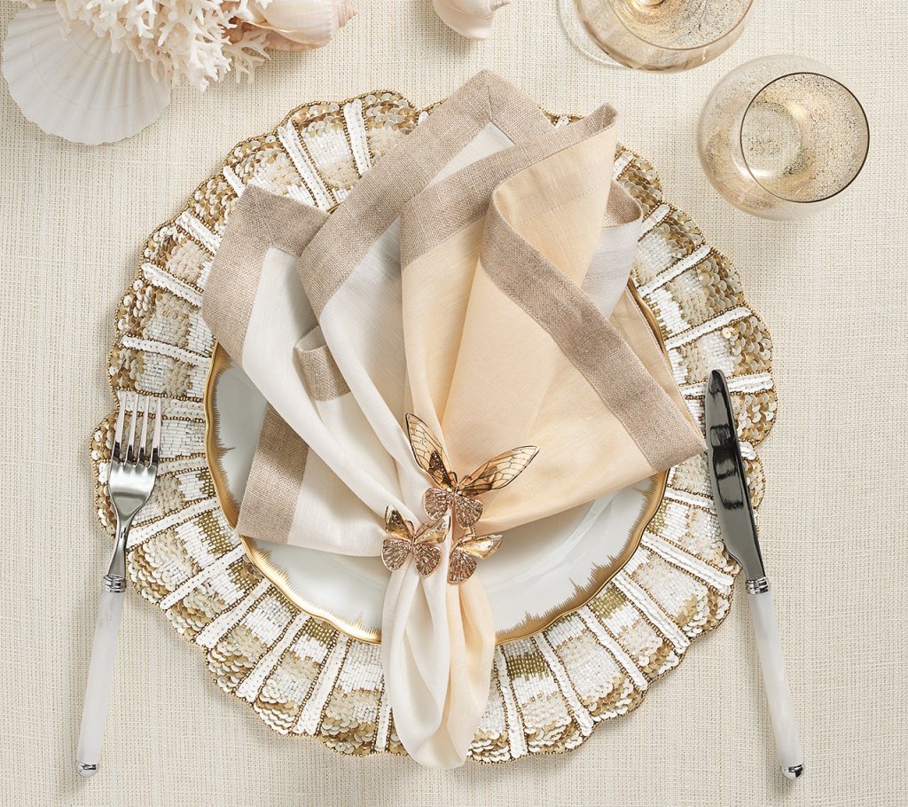 Champagne & Gold Nautilus Placemat Set of 2 - Elegant Table Decor for Dining, Parties & Home Decor