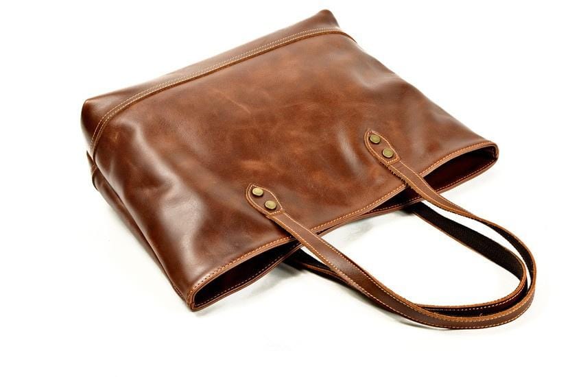 Premium Brown Leather Shoulder Tote Bag for Women - Stylish & Durable Handbag for Work, Travel & Everyday Use