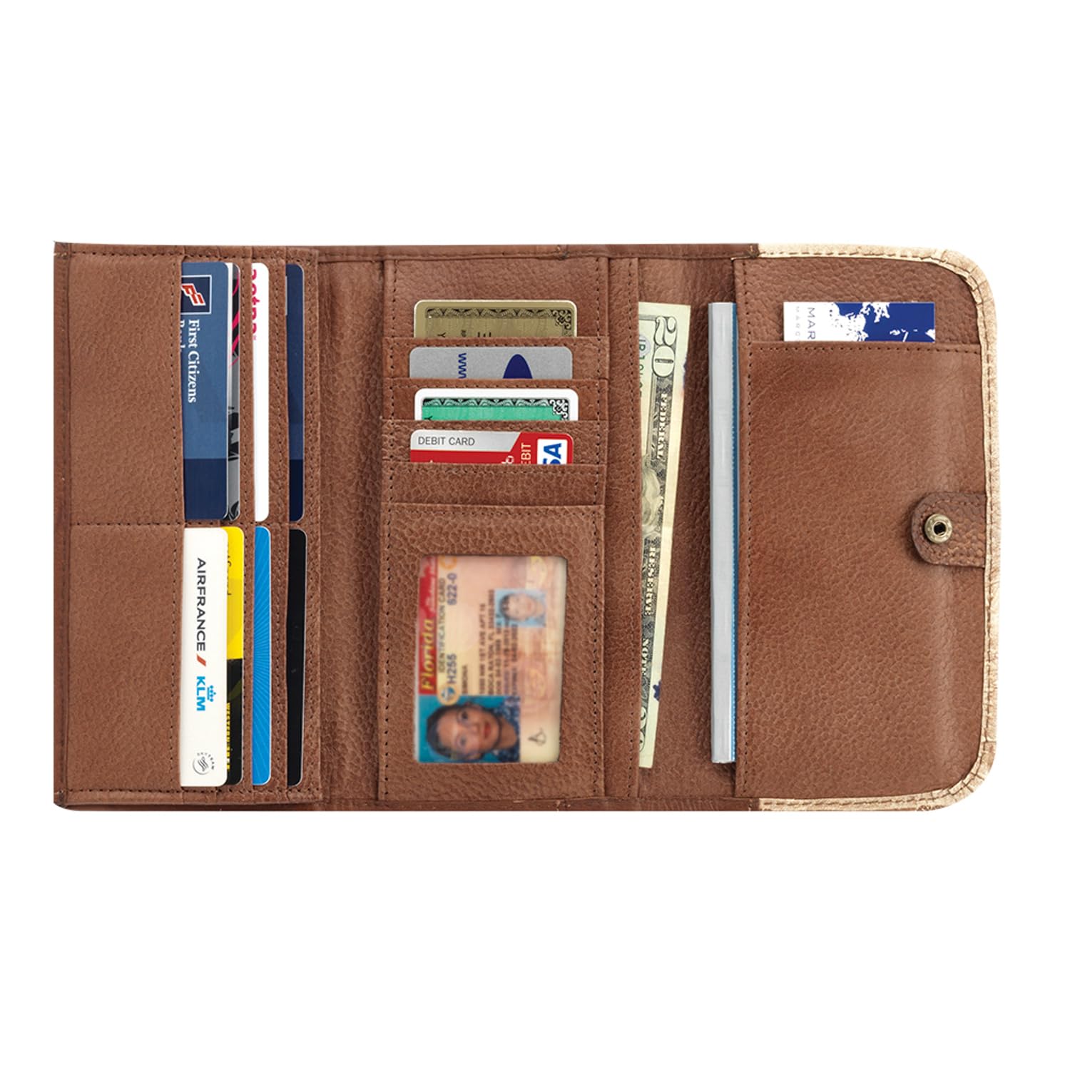 American West Women's Mohave Canyon Tri-Fold Wallet - Golden Tan Leather Wallet for Ladies - Perfect for Everyday Use, Travel & Gift Giving