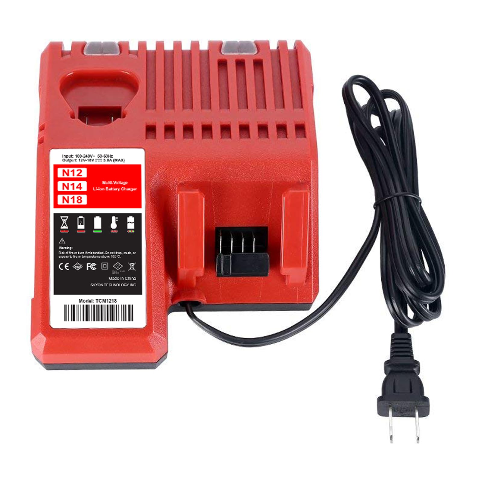 SKYON 18V/12V Fast Battery Charger Replacement for Milwaukee M12 & M18 Power Tools - Compatible with 48-59-1808, 48-11-1860, 48-11-1850, 48-11-1880, 48-11-1840, 48-11-2420 - Ideal for Drills, Saws & Power Tools Charging