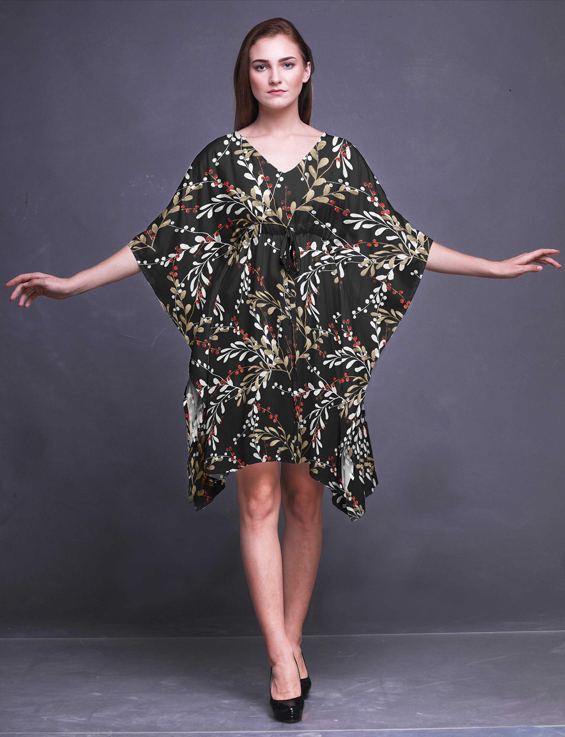 Bimba Women's Short Caftan Midi Dress - Beach Cover Up Swimwear | Lightweight Summer Kaftan for Pool, Vacation & Boho Outfits
