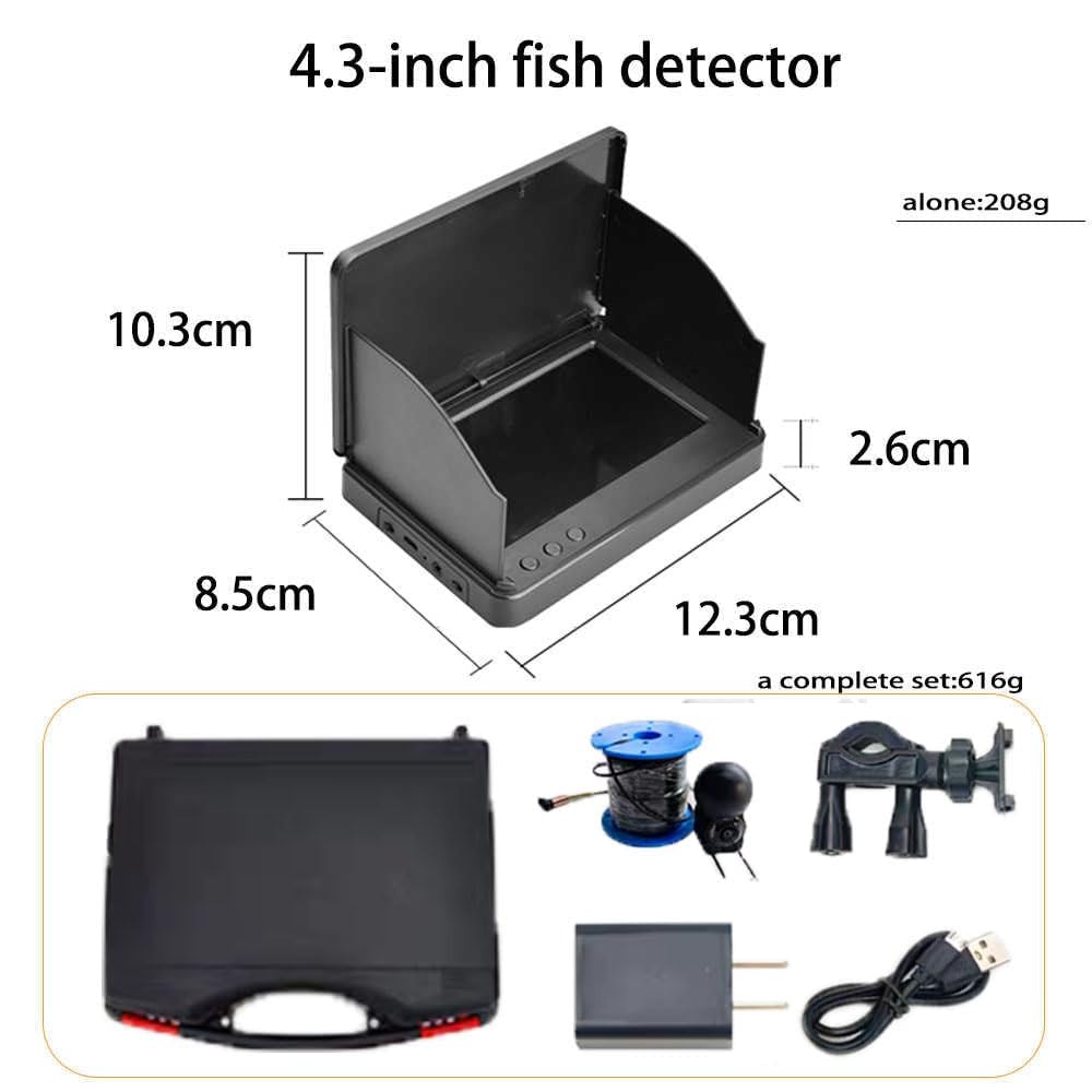 Zulamay 4.3 Inch HD Underwater Fishing Camera with 220° Wide View & Night Vision - IP68 Waterproof Portable Fish Finder for Ice, Lake, Sea and Boat Fishing - Perfect for Ice Fishing, Night Fishing and Deep Water Exploration