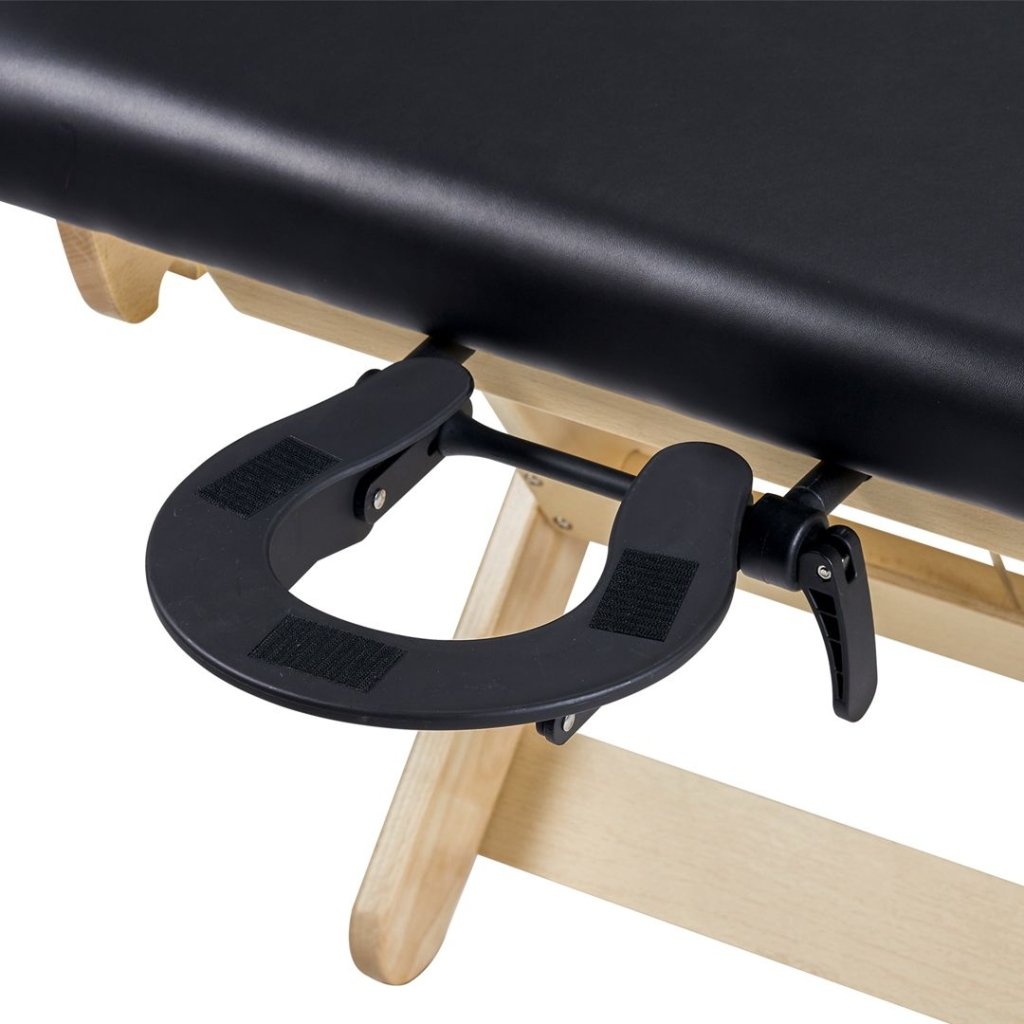 Premium 2-Section Solid Wood Massage Table with Adjustable Height - Black | Professional Spa, Home Massage & Physical Therapy Use