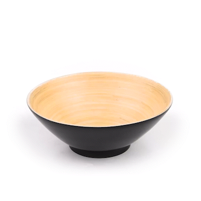 Bambuddha 29 oz Round Black Spun Bamboo Serving Bowl - 8.25