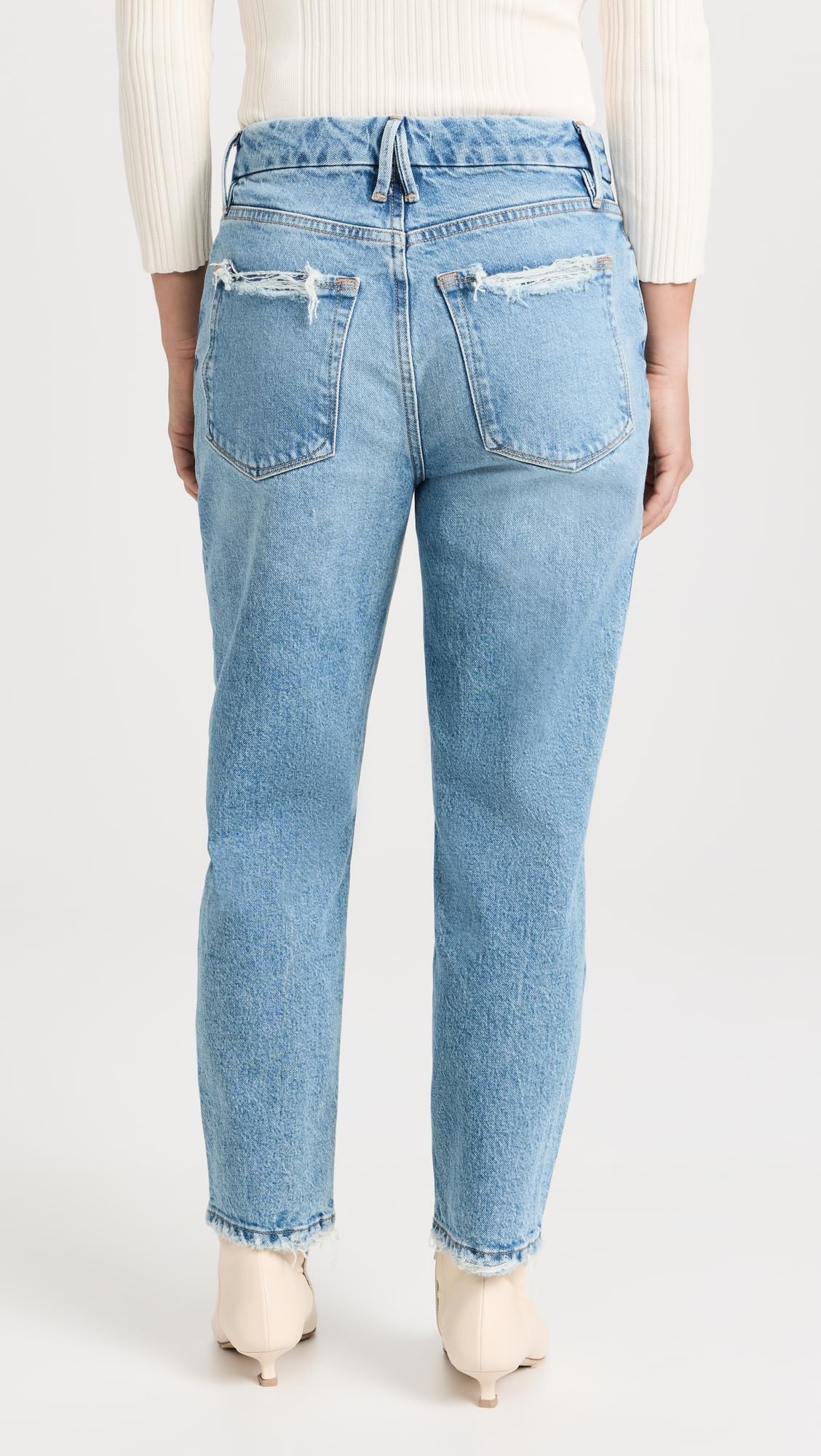 Good American Women's Good Girlfriend Petite Jeans - High Waist Skinny Denim for Petite Women | Perfect for Casual Wear, Date Nights & Office Outfits