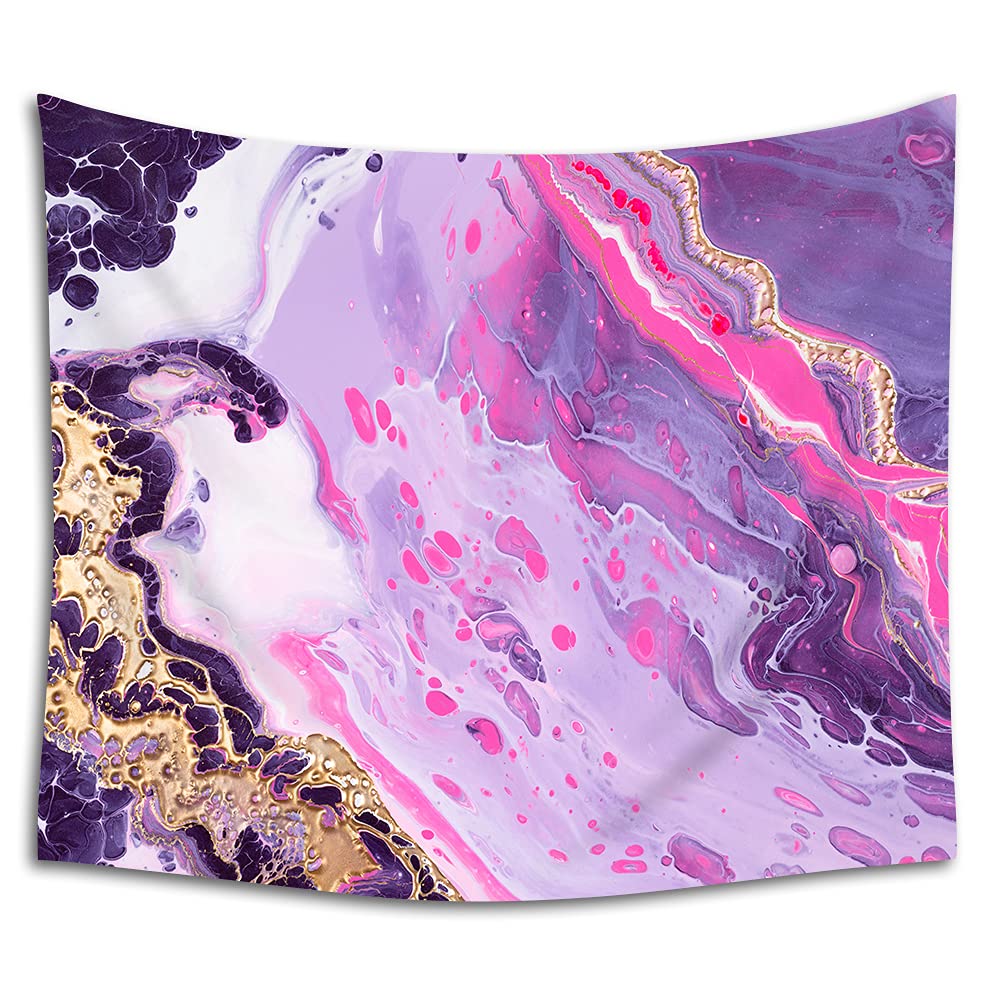 WONDERTIFY Marble Texture Tapestry - Neon Pink Bubbles & Purple Waves with Liquid Gold Metal | 60x40 Inch Wall Hanging for Bedroom, Living Room, Dorm Decor | Boho Chic Home Aesthetic for Teens & College Students