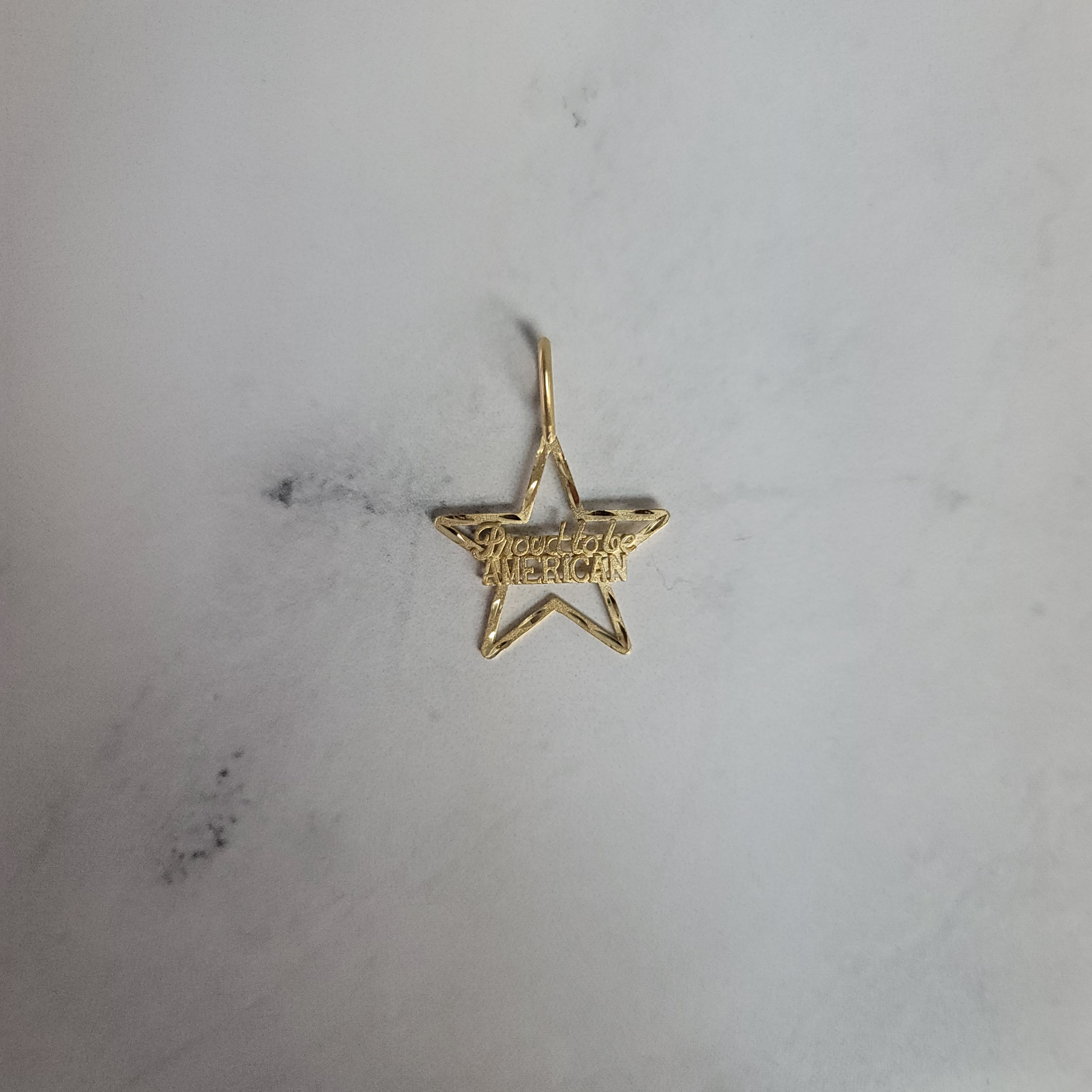 Proud To Be American 14k Yellow Gold Diamond Cut Pendant - Perfect for Patriotic Gifts & Special Occasions