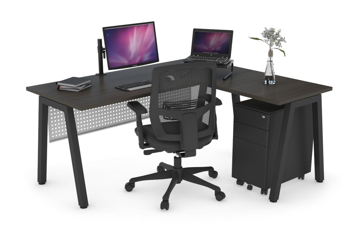 Quadro A Legs L-Shaped Corner Office Desk [1400L x 1700W] - Modern Ergonomic Workstation for Home Office & Gaming Setup