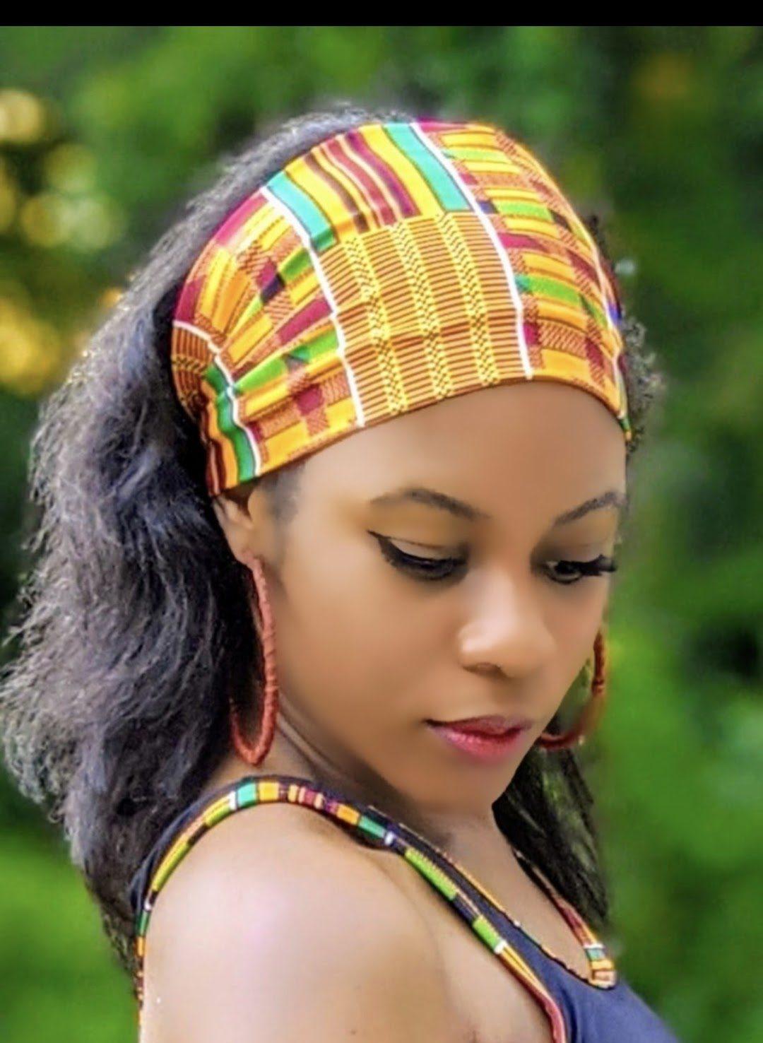 Dupsie's Washoge Zahara Radiance Kente African Print Headwrap WH3227HB - Stylish Hair Accessory for Women, Cultural Fashion Statement, Perfect for Parties, Weddings and Everyday Wear