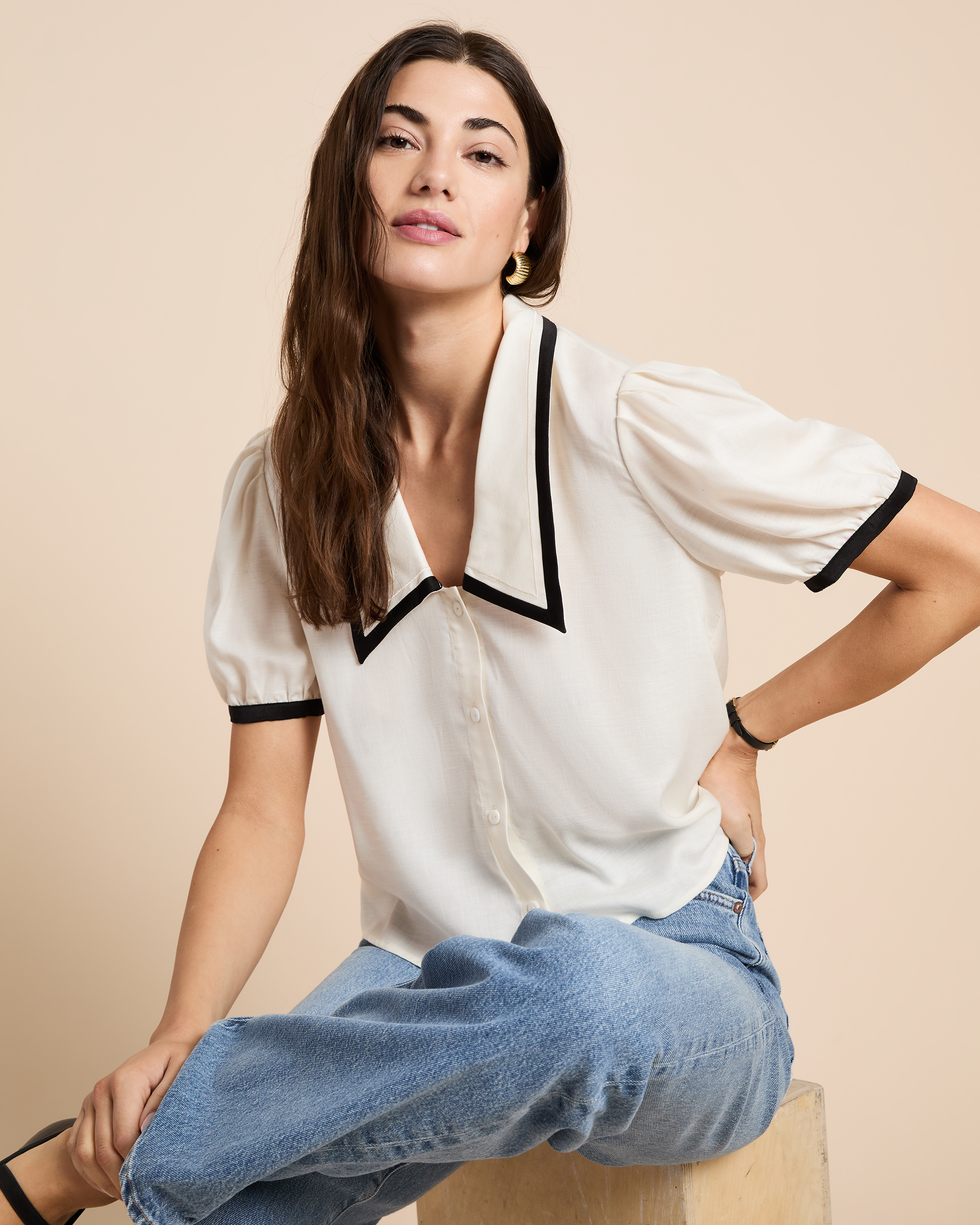 Danika Women's Casual Top - Cream | Soft Comfortable Blouse for Everyday Wear | Perfect for Work, Outings & Relaxing
