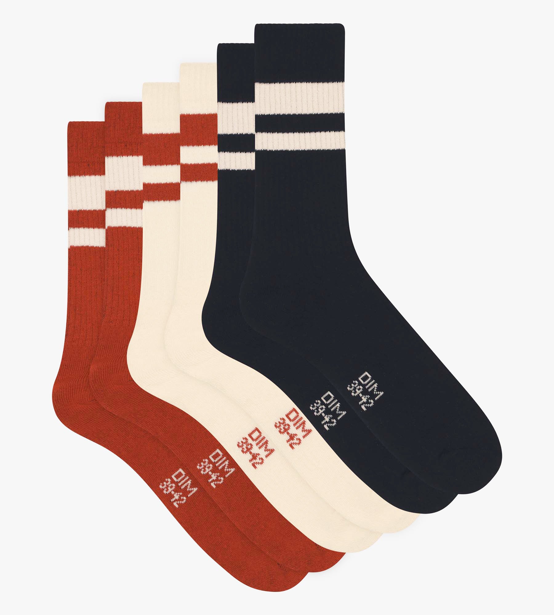 3 Pairs Men's Cotton Socks - Red EcoDim Sport Socks for Running, Hiking & Casual Wear