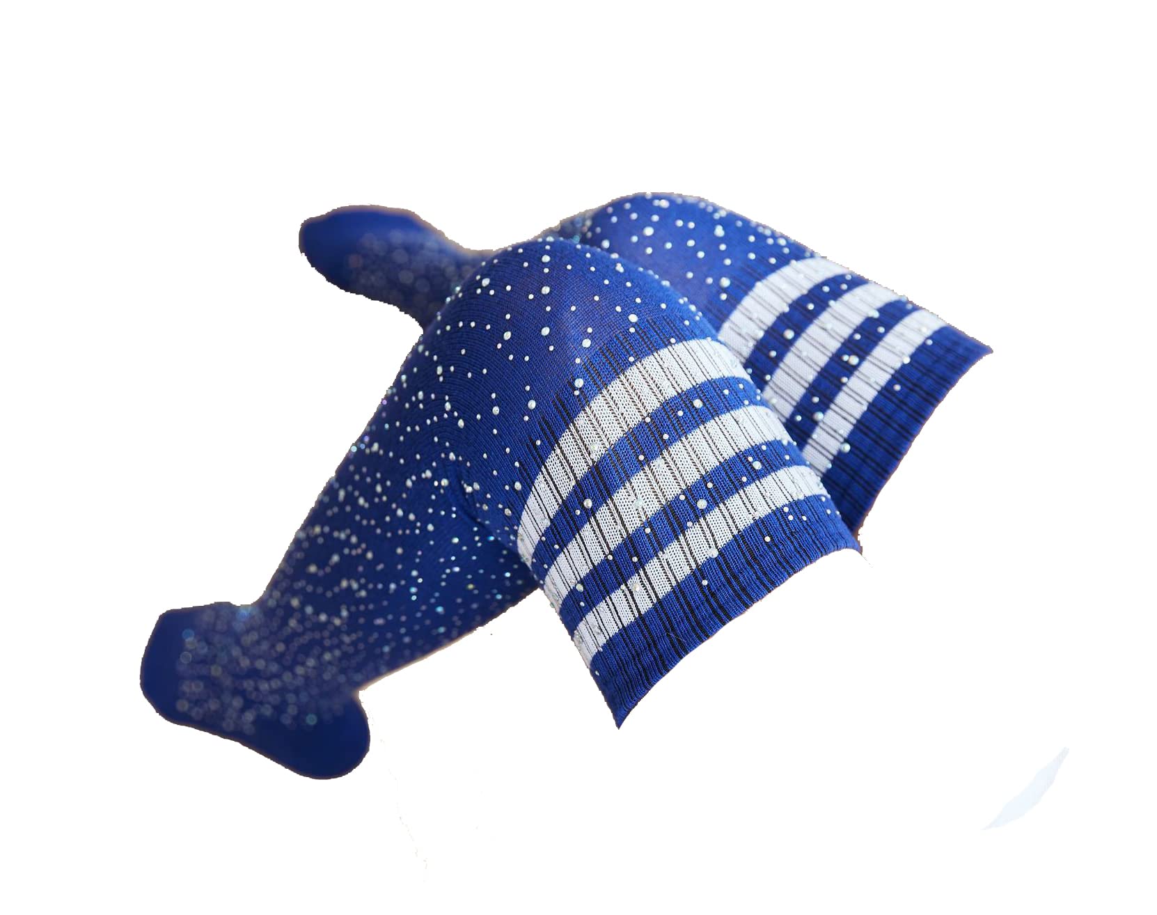 Sexy Rhinestone Over Knee High Socks for Women - Party & Casual Wear (Blue/White Stripe)